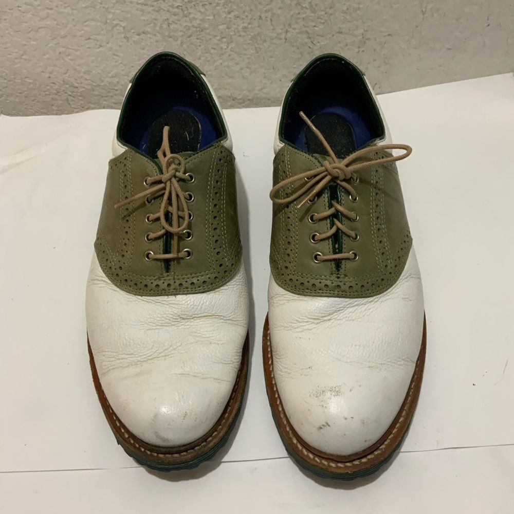 Vintage Jack Nicklaus Golden Bear  Wing Tip Green /White Golf Shoes Sz 10.5 D